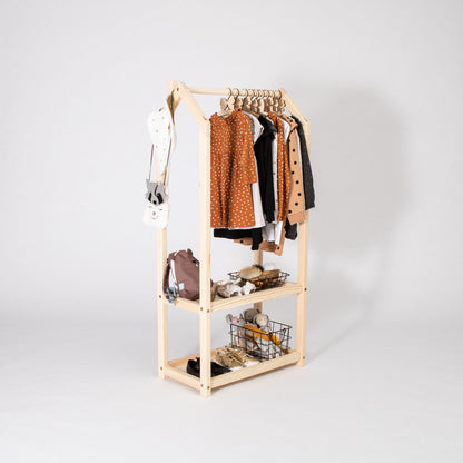 House Shaped Clothing Rack with Storage