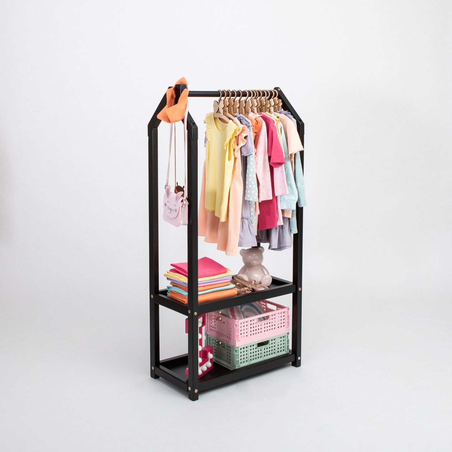 House Shaped Clothing Rack with Storage